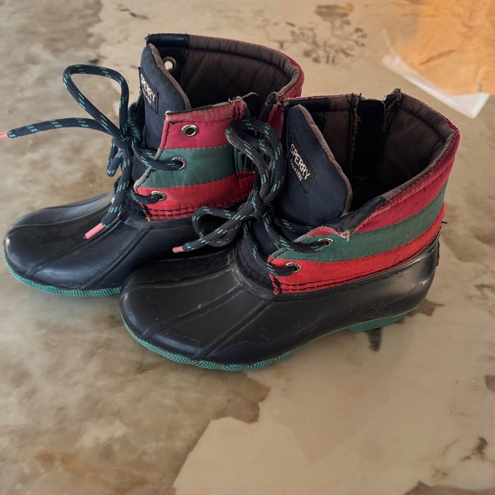 Sperry Kids Rain Boots - Black, Red, and Green